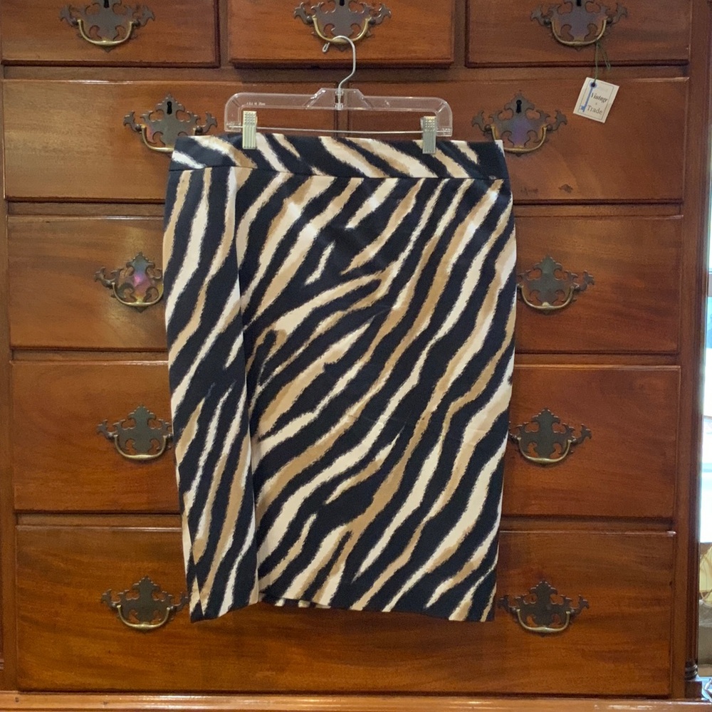 Talbots Black and Tan Zebra Pencil Skirt
